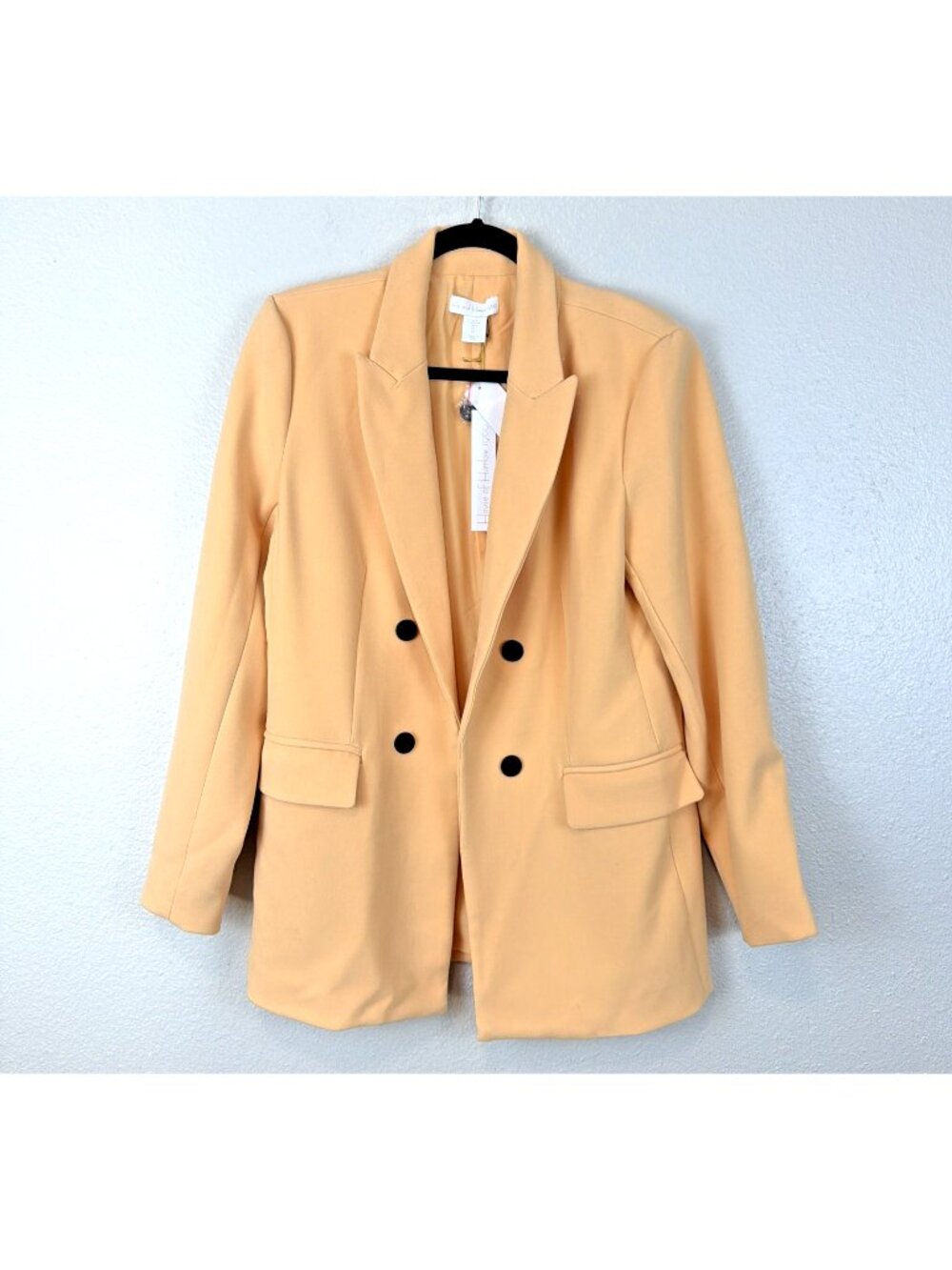 House of Harlow 1960 Double Breasted Blazer Womens L Yellow NWT Career Chic